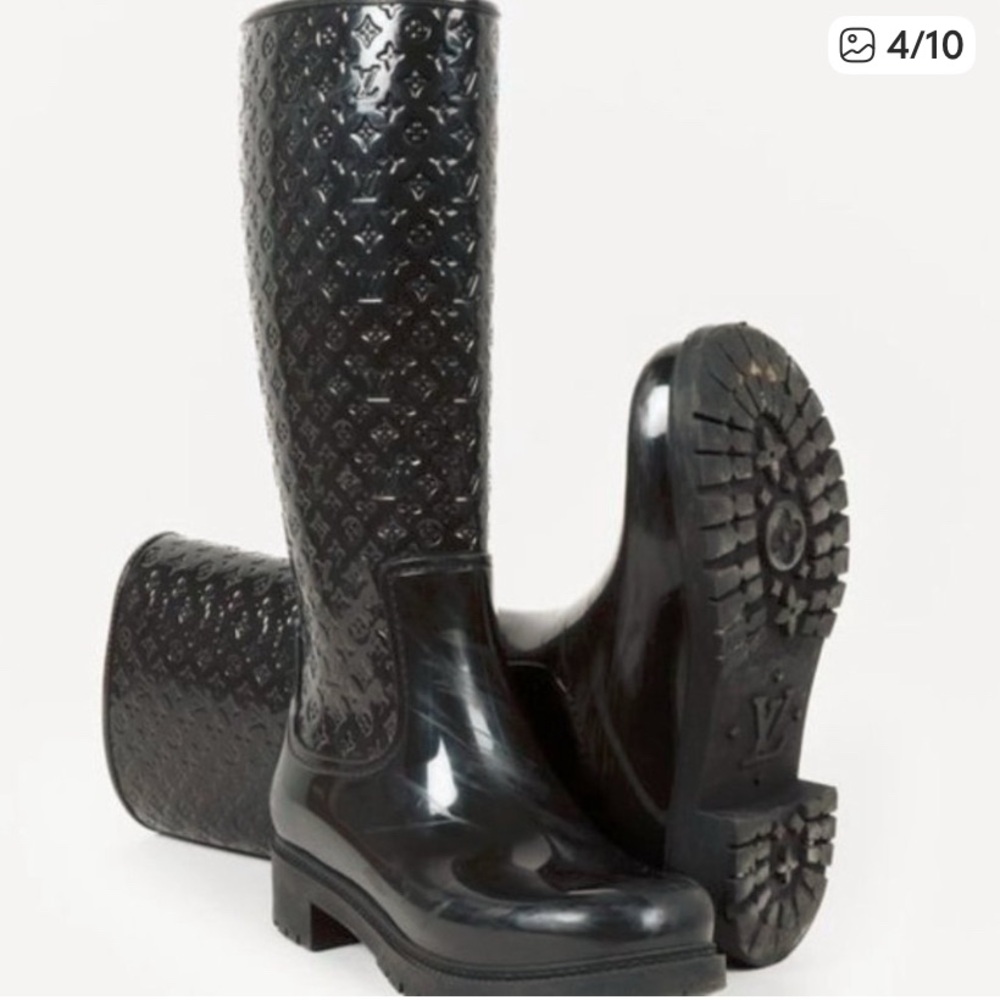 ‼️‼️ Sold. Louis Vuitton Black Monogram Splash Rain Boots - Picture 6 of 17